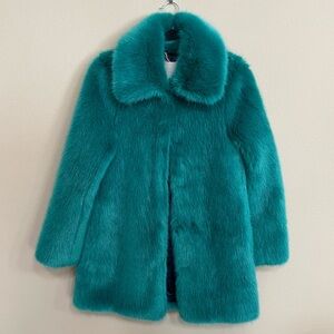 Luxurious Teal Faux Fur Coat